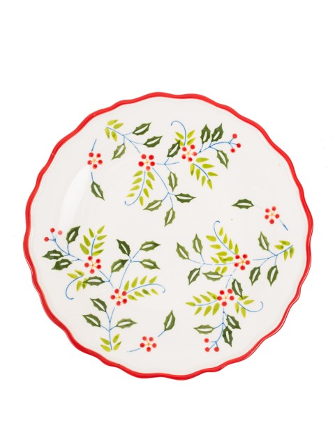 

Chumbak White & Green Printed Ceramic Garden Roundabout Plate