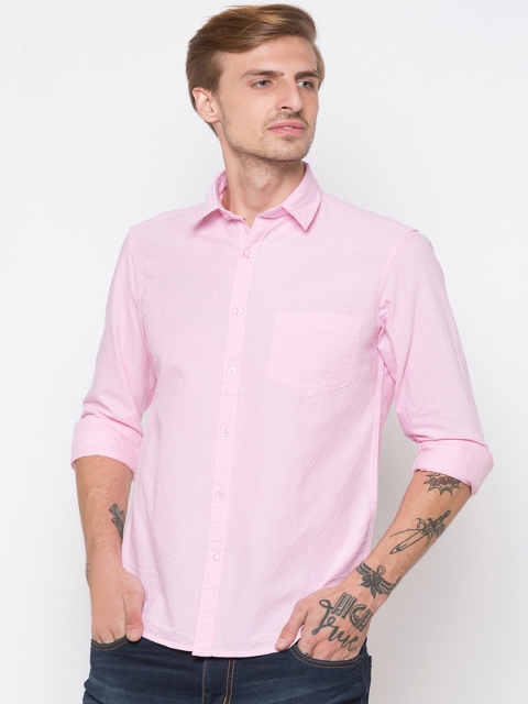 

Globus Men Pink Regular Fit Solid Casual Shirt
