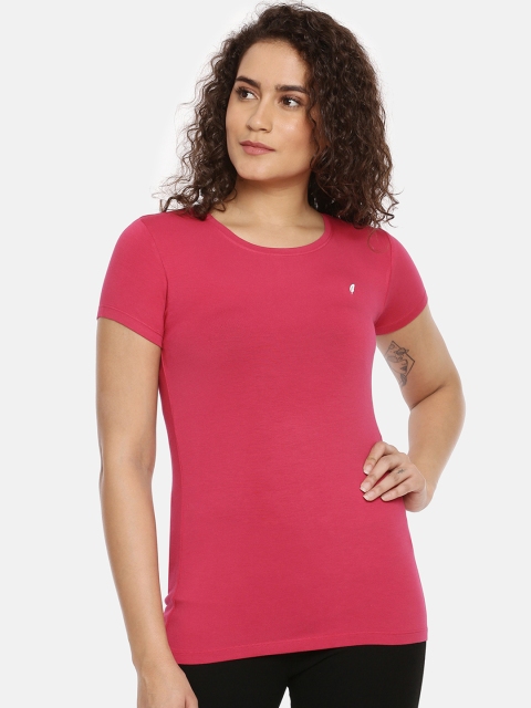 

Feather Soft Elite Women Pink Solid Round Neck T-shirt