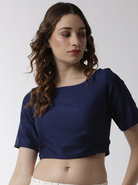 

De Moza Women Navy Blue Solid Crop Top