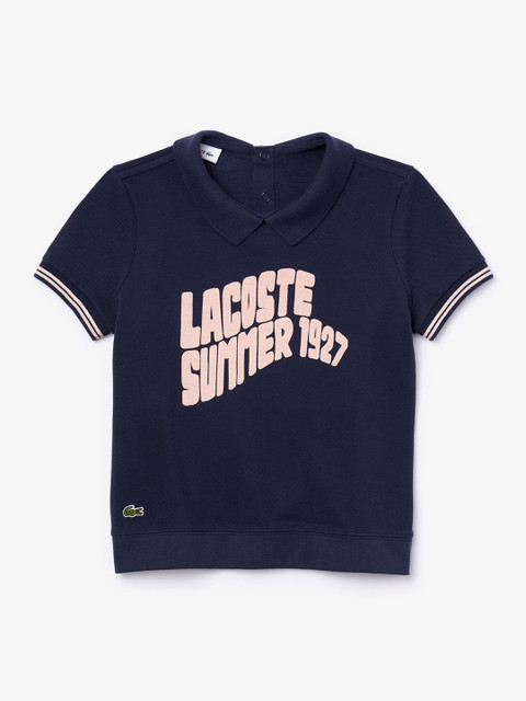 

Lacoste Girls Navy Blue & Pink Printed Polo Collar T-shirt
