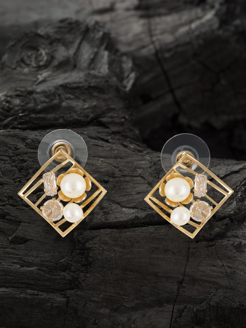 

E2O White & Gold-Plated Contemporary Studs