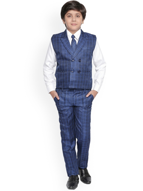 

Jeetethnics Boys Navy Blue & White Checked Shirt with Trousers