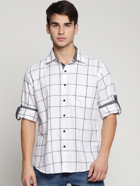 

Balista Men White & Grey Regular Fit Checked Casual Shirt