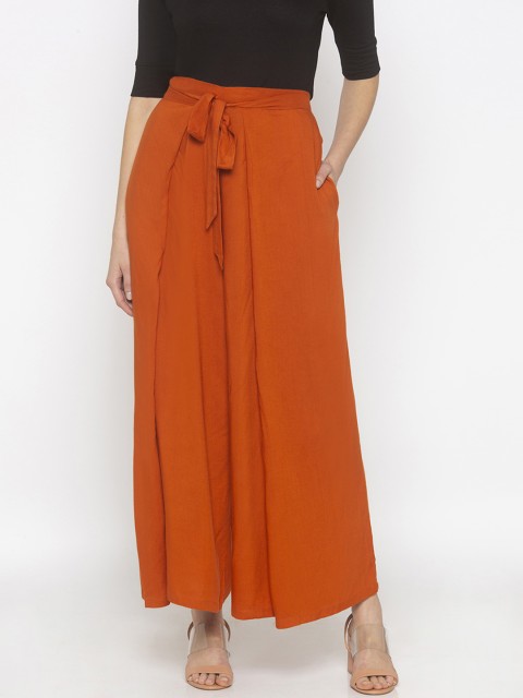 

Iti Women Orange Loose Fit Solid Parallel Trousers