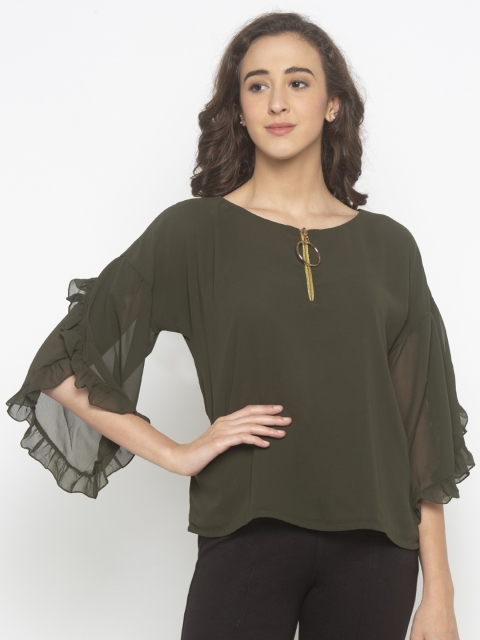 

Iti Women Olive Green Solid Regular Top