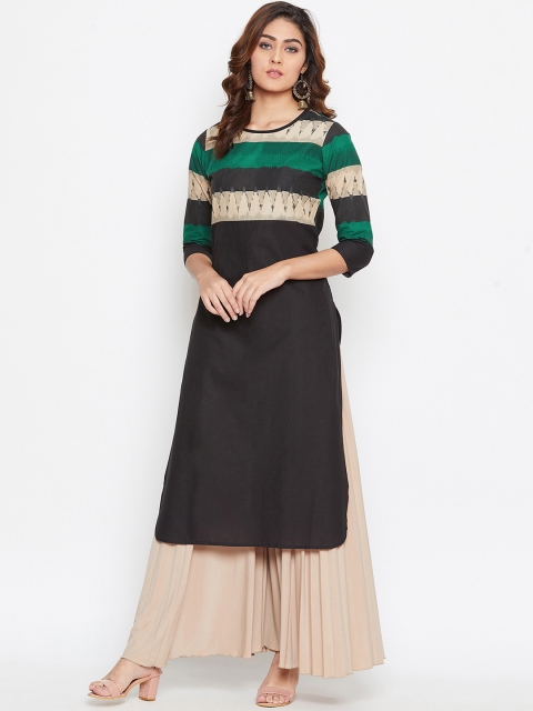 

Prakhya Women Black & Beige Printed Straight Kurta