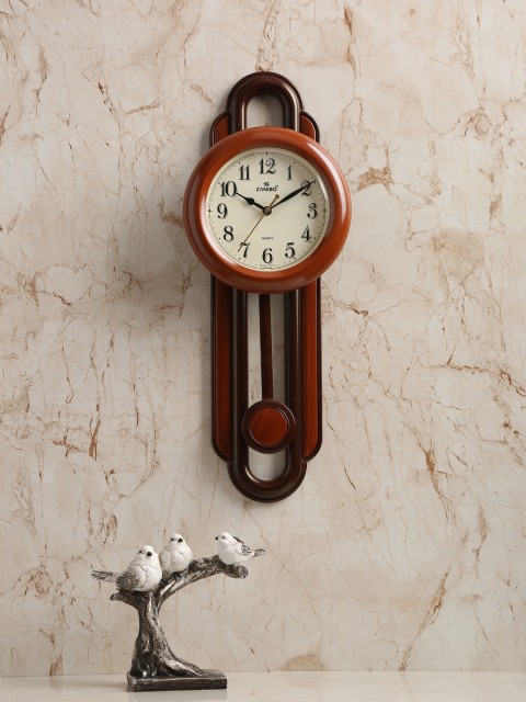 

ZANIBO Brown Round Shaped Solid 20 cm Analogue Wall Clock