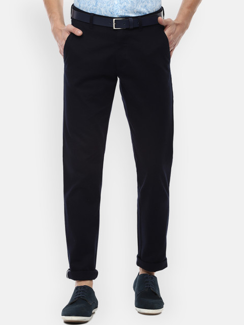 

Van Heusen Sport Men Navy Blue Slim Fit Solid Regular Trousers