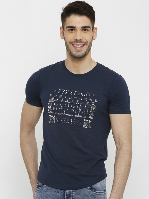 

Rex Straut Jeans Men Blue Printed Round Neck T-shirt