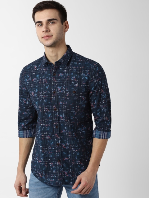 

Peter England Casuals Men Navy Blue & Red Slim Fit Printed Casual Shirt