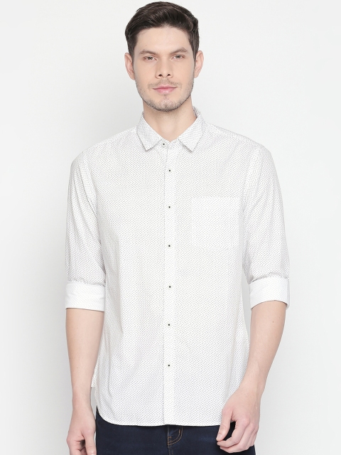 BYFORD by Pantaloons Men Off-White Slim Fit Printed Casual Shirt