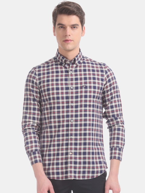 

Arrow Men Blue & Beige Slim Fit Checked Casual Shirt