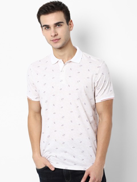 

Allen Solly Men White & Beige Printed Polo Collar T-shirt