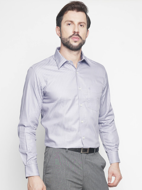 

Balista Men Grey Regular Fit Striped Formal Shirt