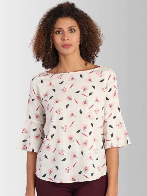 

FableStreet Women Off-White Floral Print Top