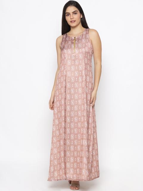 

Iti Women Pink & Off-White Printed Maxi Dress
