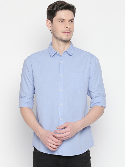 

BYFORD by Pantaloons Men Blue Slim Fit Self Design Casual Shirt