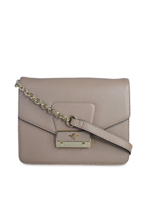 

ILEX Beige Solid Leather Sling Bag