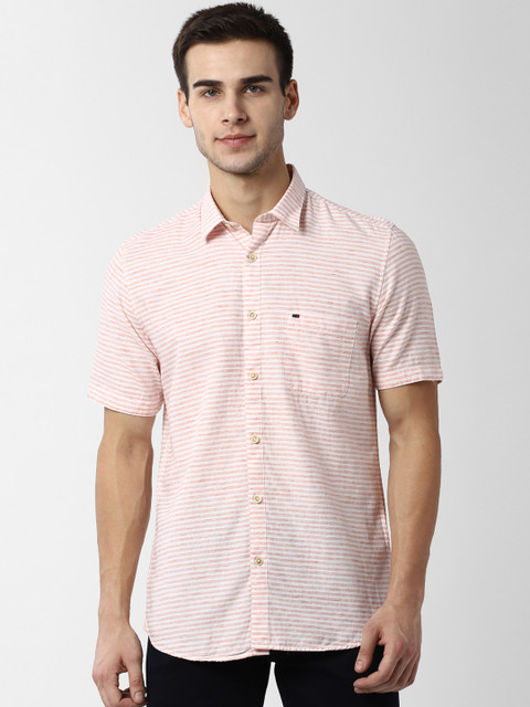 

Peter England Casuals Men Pink Slim Fit Striped Casual Shirt