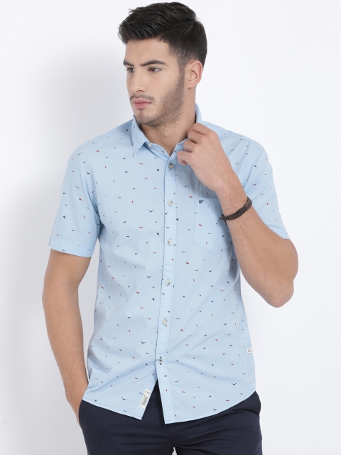 

t-base Men Blue & Red Regular Fit Printed Casual Shirt