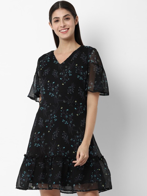 

Allen Solly Woman Women Black Printed A-Line Dress