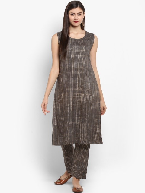 

Fashion String Women Grey & Beige Printed Kurti with Trousers