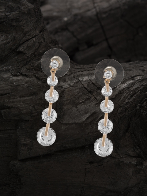

E2O White & Gold-Plated Contemporary Drop Earrings