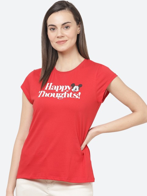 

Free Authority Women Red Mickey and Friends Printed T-shirt