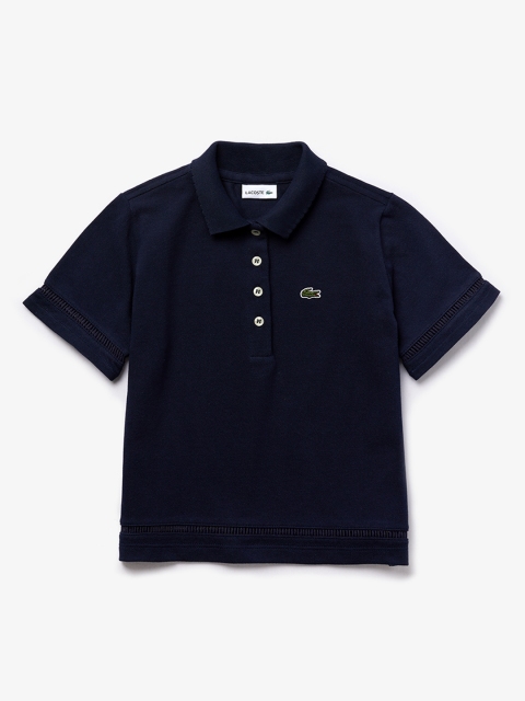 

Lacoste Girls Navy Blue Solid Polo Collar T-shirt