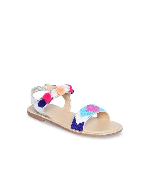 

Aria Nica Girls Multicoloured Printed Leather Open Toe Flats, Multi