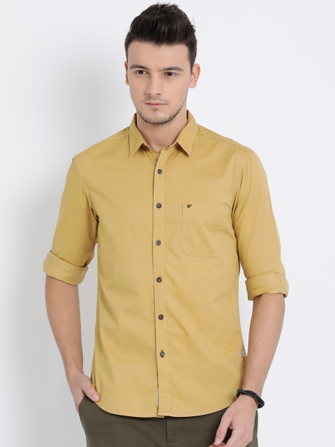 

t-base Men Khaki Regular Fit Solid Casual Shirt