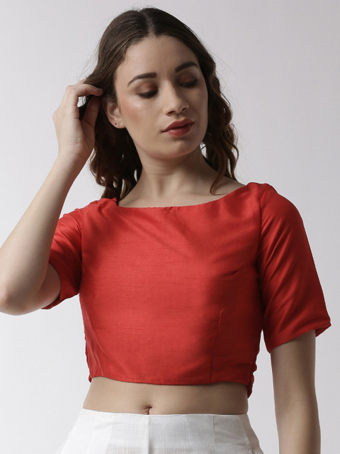 

De Moza Women Rust Red Solid Crop Top