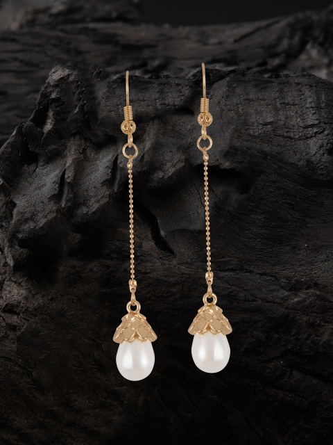 

E2O Gold-Plated & White Contemporary Drop Earrings