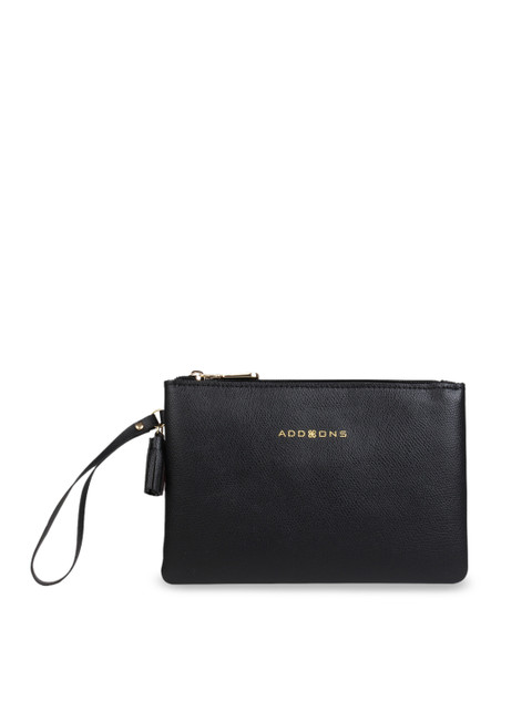 

Addons Women Black Solid Zip Around Wallet