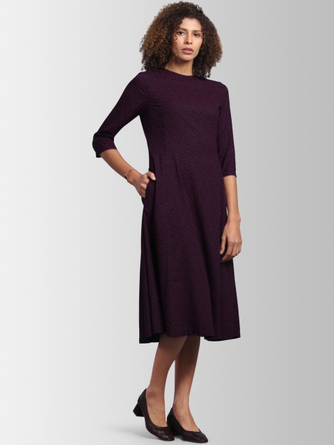 

FableStreet Women Navy Blue Solid A-Line Dress