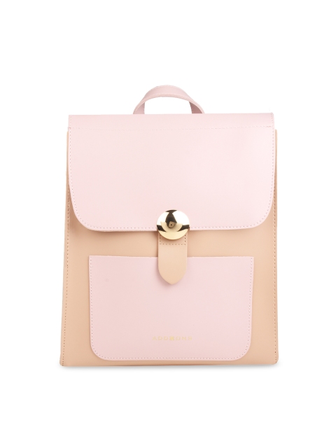 

Addons Women Peach-Coloured & Pink Colourblocked Backpack