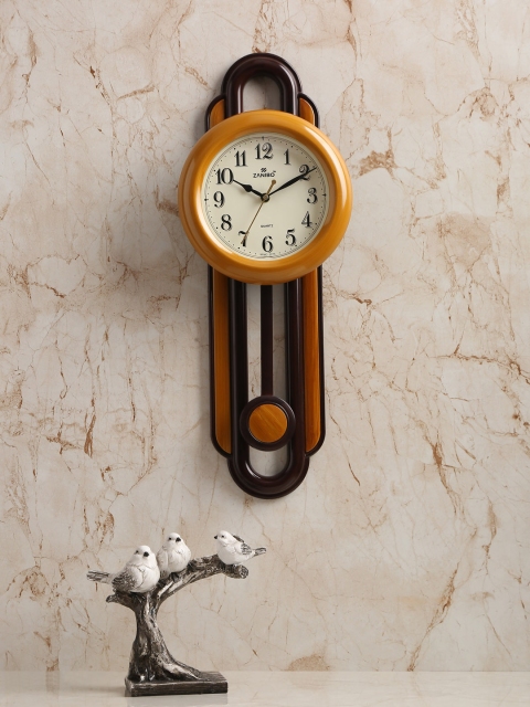 

ZANIBO Camel Brown Round Shaped Solid 20 cm Analogue Wall Clock