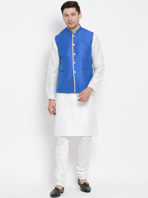 

VASTRAMAY Men White Solid Kurta with Pyjamas