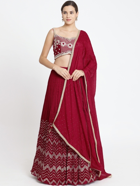 

Koskii Maroon Ready to Wear Lehenga & Blouse with Dupatta