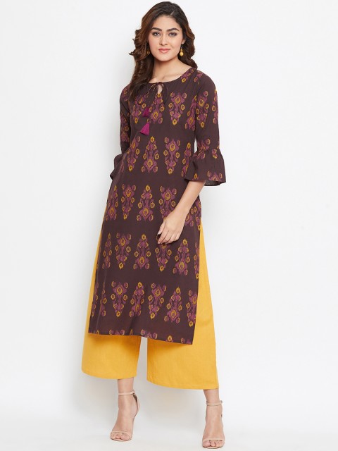 

Prakhya Women Brown & Pink Printed Straight Kurta