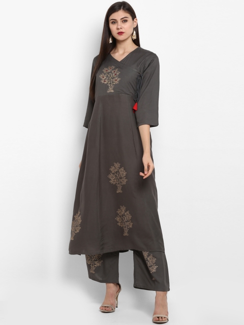 

Fashion String Women Grey & Gold-Coloured Printed Kurti with Palazzos