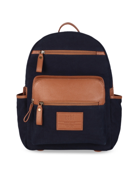 

echt Men Blue & Tan Brown Colourblocked Backpack