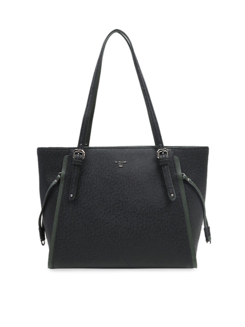 

Da Milano Black Solid Leather Shoulder Bag