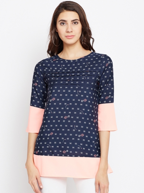 

Ruhaans Women Navy Blue Printed Top
