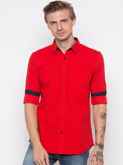 

Globus Men Red Regular Fit Printed Casual Shirt