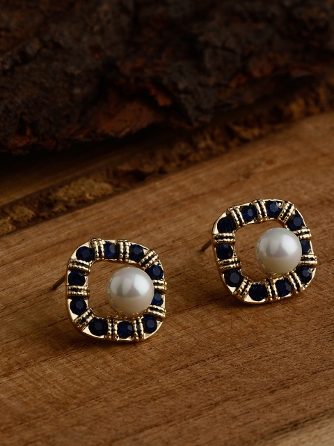 

E2O Gold-Plated & Navy Blue Square Studs