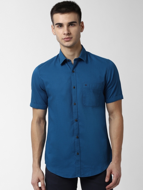 

Peter England Casuals Men Blue Slim Fit Self Design Casual Shirt