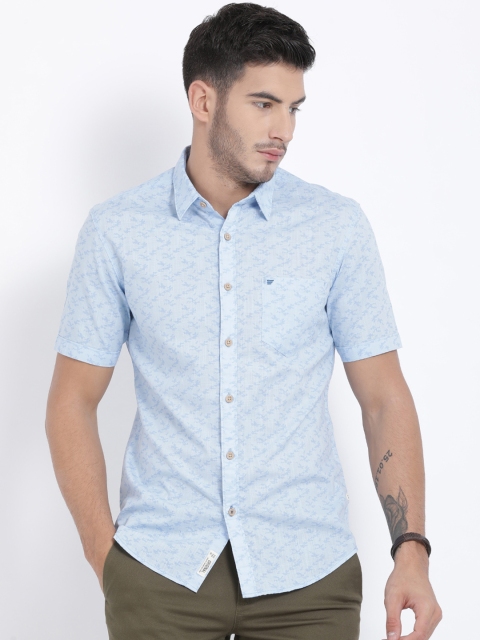 

t-base Men Blue Regular Fit Printed Casual Shirt