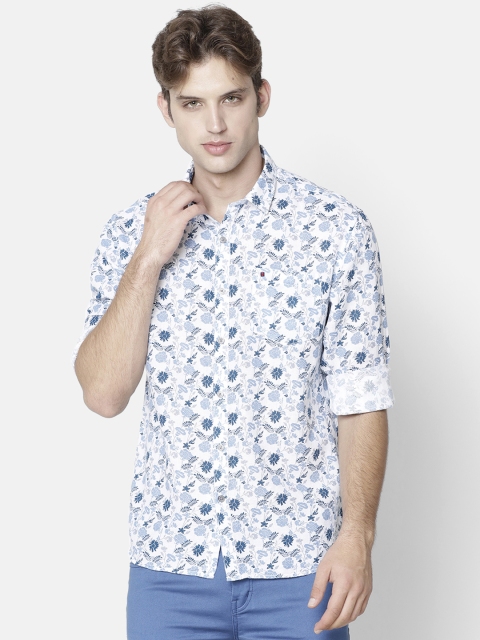 

COOL COLORS Men Blue & White Slim Fit Printed Casual Shirt